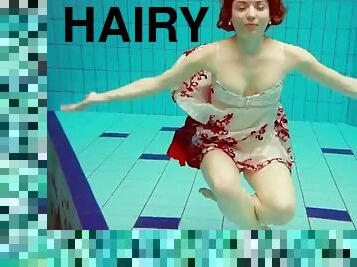 Hairy ginger polish teen underwater