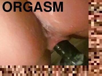 TIGHT WET TEEN PUSSY RIDING DILDO TILL ORGASM