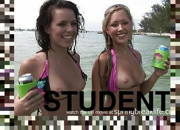 Monday Afternoon On A Boat - Students Show Tits