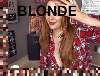 blondine, allein, neckend