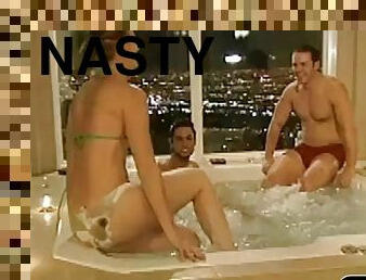Sexy lady and nasty men had foursome session in the tub