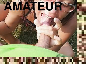 poilue, en-plein-air, amateur, ejaculation-interne, culotte, brunette