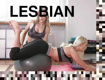 Horny lesbians Angelika Grays &amp; Aislin vibrator fuck each other in the gym GP1405 - PornWorld