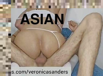 asiatisk, fet, anal, creampie, bbw, ladyboy, slyna, första-gången, kåt, knullande