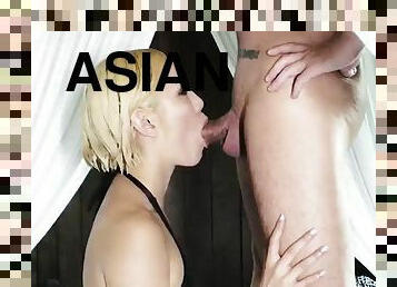 asiatisk, cumshot, blond