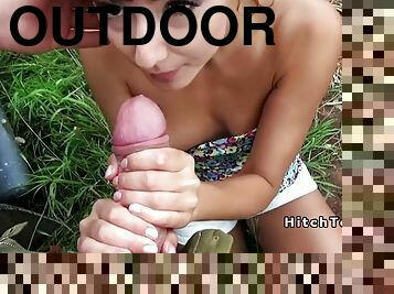 Tall thin hitchhiker teen fuck outdoor