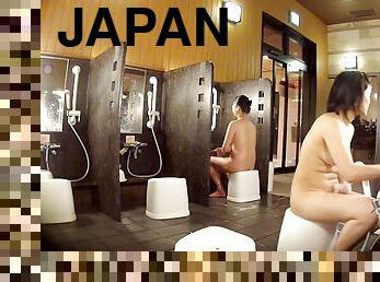asiatisk, bad, hårig, publik, japansk, kamera, voyeur, dusch