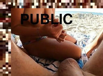 nudiste, public, couple