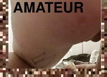 cul, masturbation, amateur, anal, énorme-bite, jouet, gode, solo, blanc, bite