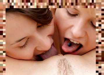 Three lesbians are facesitting and licking outdoors