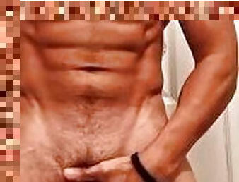 Sexy Latino with six pack plays with his hard cock