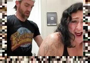 BBW GETS AIRPORT BATHROOM CREAMPIE!