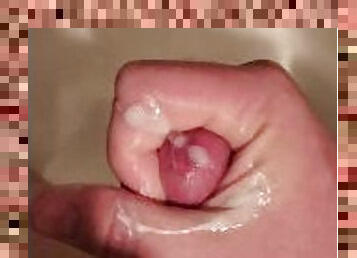 Morning masturbation in the shower resulting in ejaculation.