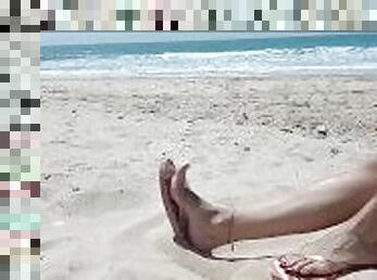 Foot teaser in the beach