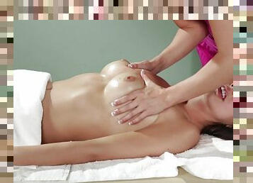 Sensual massage turns nasty for slutty babes