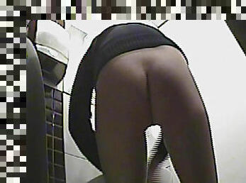 meando, delgada, amateur, cámara, voyeur, rubia, baño, realidad