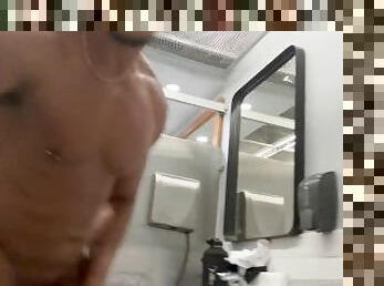 risky jerking off in the gym locker room preview - full vid at jimmywestxxx. com