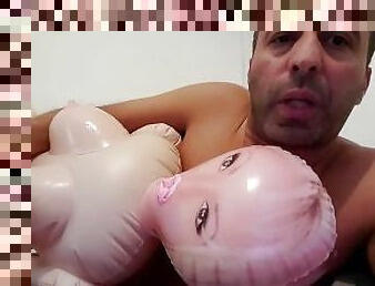 Farid fucks and licks his blowup sexdoll