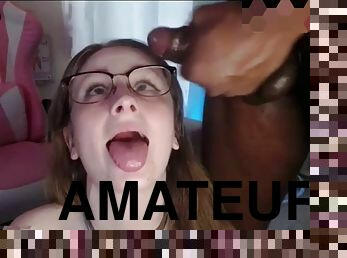 amatör, anal, cumshot, blandade-raser, ansiktssprut