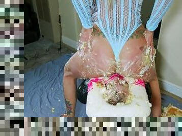 Blonde Goddess Gags Her Slave With Dirty Panties And Smothers Him Mercilessly With CAKE!!