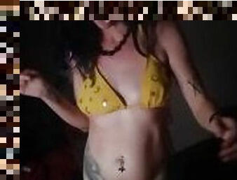 horny Goth milf in a bikini
