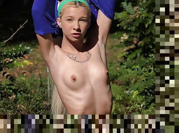 Teen Kenzie Reeves Playing With Toys Outdoors!