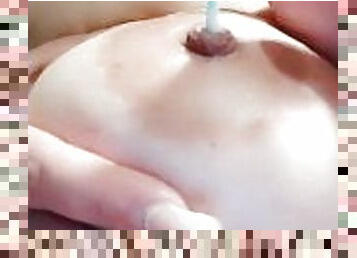 fucking my beautiful nipples with swab