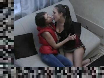 Two young amateurs Agnea and Loredana are stepsisters but also lesbians