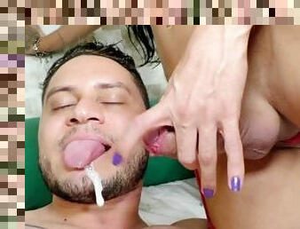 transexual, anal, mamada, chorro-de-corrida, hardcore, latino, transexual-tranny, brasil, medias, corrida