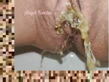 mandi, kencing, alat-kelamin-wanita, cantik, faraj, mandi-shower, closeup