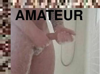 bad, masturbation, amatör, gigantisk-kuk, gay, dusch, ensam, vått, kuk