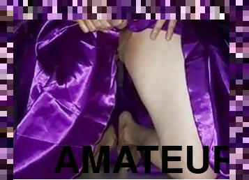 Masturbation in a satin purple ballgown