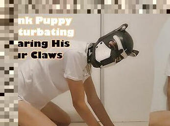 Twink Pup Masturbating Wearing His Fur Claws