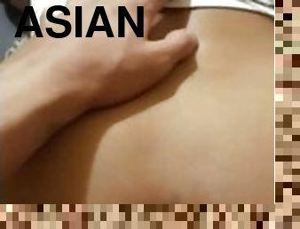 asiatisk, röv, doggy-style, amatör, tonåring, creampie, thailändsk, sprut, verklighet, asiatisk-tonåring