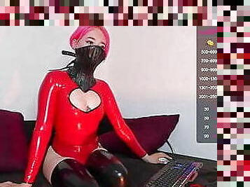 Sexy Red Latex Camshow 2