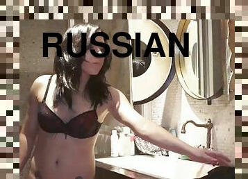 Stunning brunette Russian girlfriend Iva Zan moans loudly