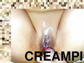 fitta-pussy, cumshot, samling, creampie, sprut, close-up