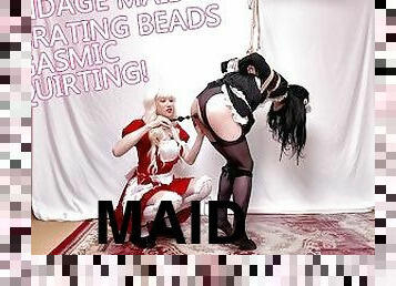 HA37Bondage maid trained with vibrating anal beads and dildo fuck her! Orgasmic squirting!