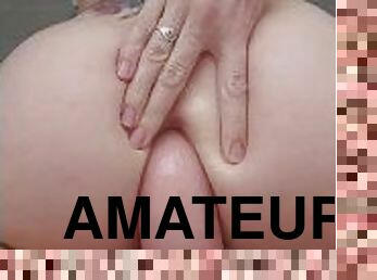 arsch, dilettant, anal-sex, blondine, allein, tattoo