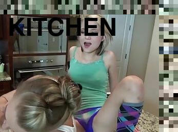 Feet worship in the kitchen