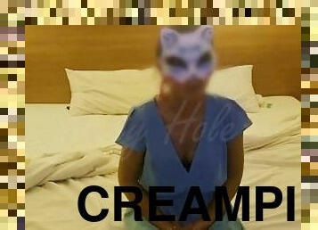 creampie, undertøj, fillipinsk, påklædt-sex