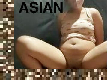 asiatisk, röv, storatuttar, doggy-style, fitta-pussy, amatör, creampie, pov, flickvän, sprut