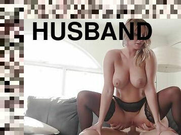Husband Shares His Sexy Slutty Wife Kayley Deepthroat Cum On Tits - curvy Kayley Gunner in lingerie