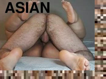 asiatique, chatte-pussy, amateur, interracial, ejaculation-interne, belle-femme-ronde, pieds
