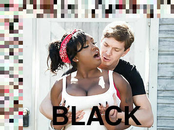 Black hoe Layton Benton shagged by cocky Russian dude