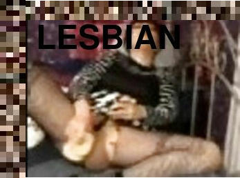 perä, masturbaatio, orgasmi, pillu-pussy, lesbo-lesbian, lelu, äityli, pitkät-sukat, tiukka, dildo