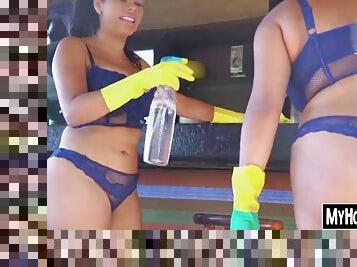 Phat ass latina maids getting their cunts smashed in nature
