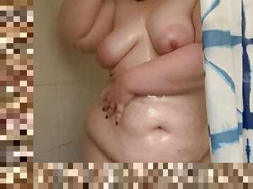 puwet, ligo, malaking-suso, dyakol-masturbation, baguhan, bbw, ispiya, ligo-shower, solo, puti