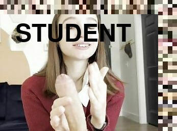 Sexy College Student gives me the best Handjob and gets huge Cumshot on Valentine's Day