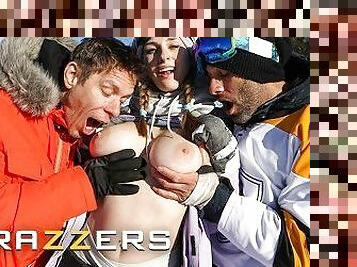 BRAZZERS - Angel Youngs Goes For A Ski Day Which Quickly Turns To A Double Penetration Session